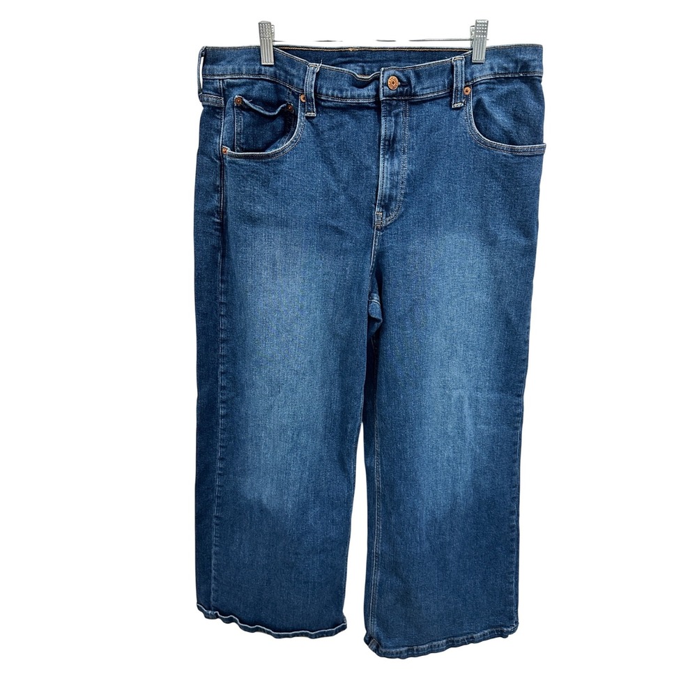 GAP‎ Women's Blue Wash Wide Leg Cropped Jeans Size 18 34
